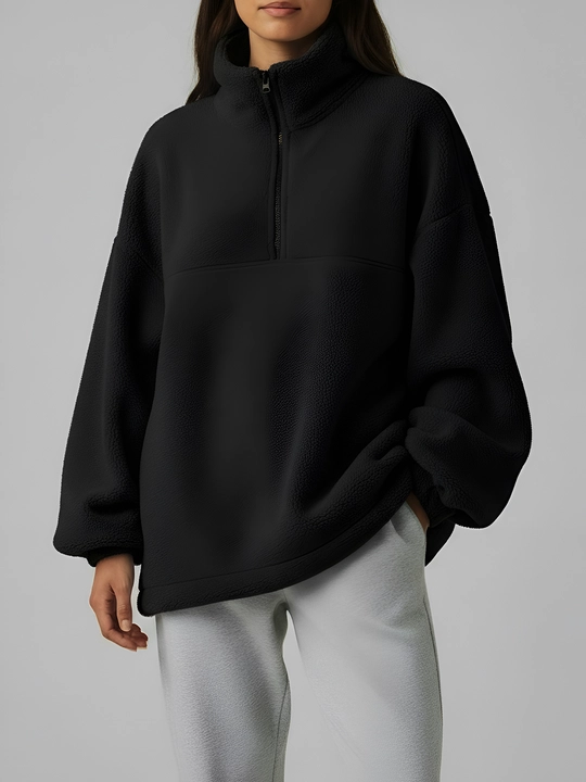 Flis oversize kofta 48–54, keng bichim, issiq qulay streetwear