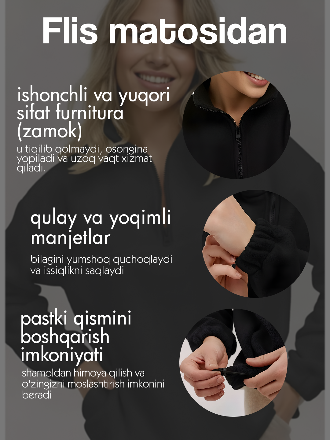 Flis oversize kofta 48–54, keng bichim, issiq qulay streetwear