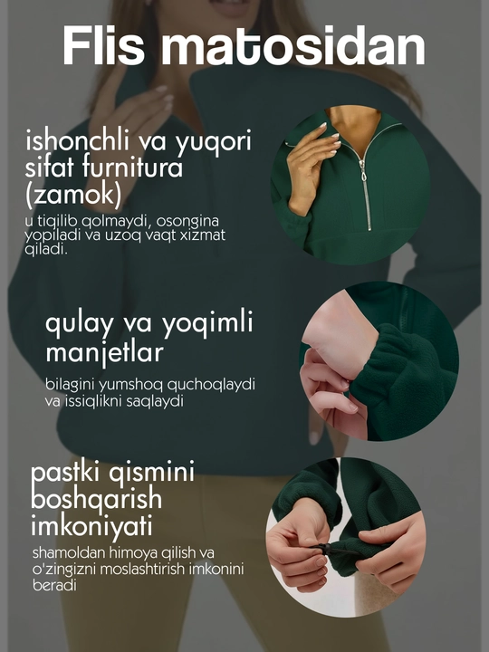 Flis oversize kofta 48–54, keng bichim, issiq qulay streetwear