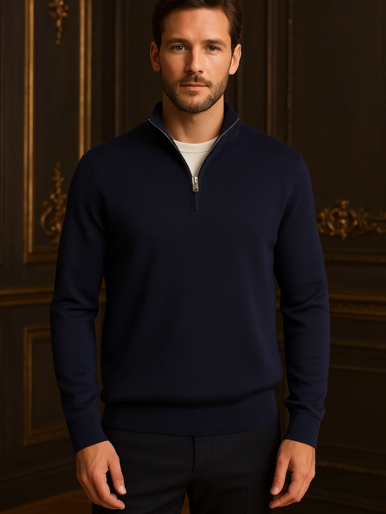 Мужской свитер на молнии half-zip (размеры S–XXXL) - 