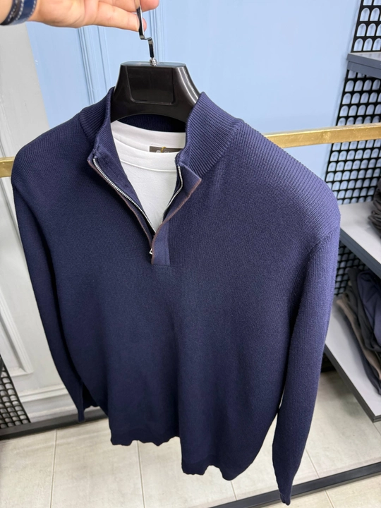 Мужской свитер на молнии half-zip (размеры S–XXXL)