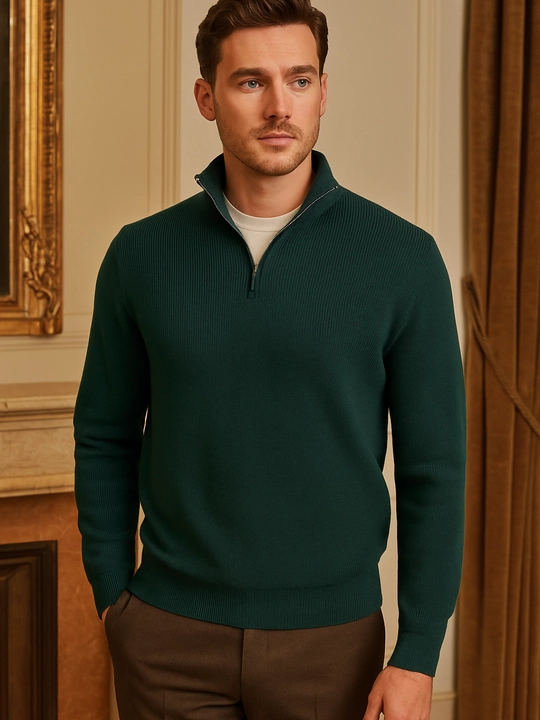 Мужской свитер на молнии half-zip (размеры S–XXXL) - 