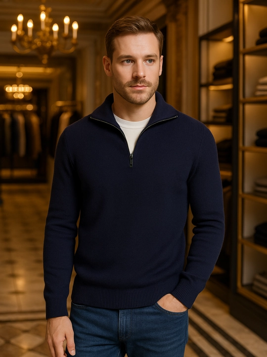 Мужской свитер на молнии half-zip (размеры S–XXXL) - 
