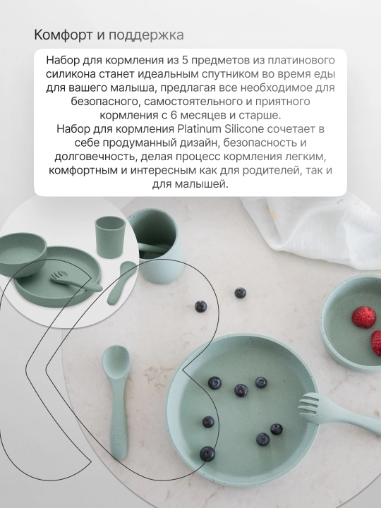 KikkaBoo Platinum silikon oziqlantirish to'plami 5 dona
