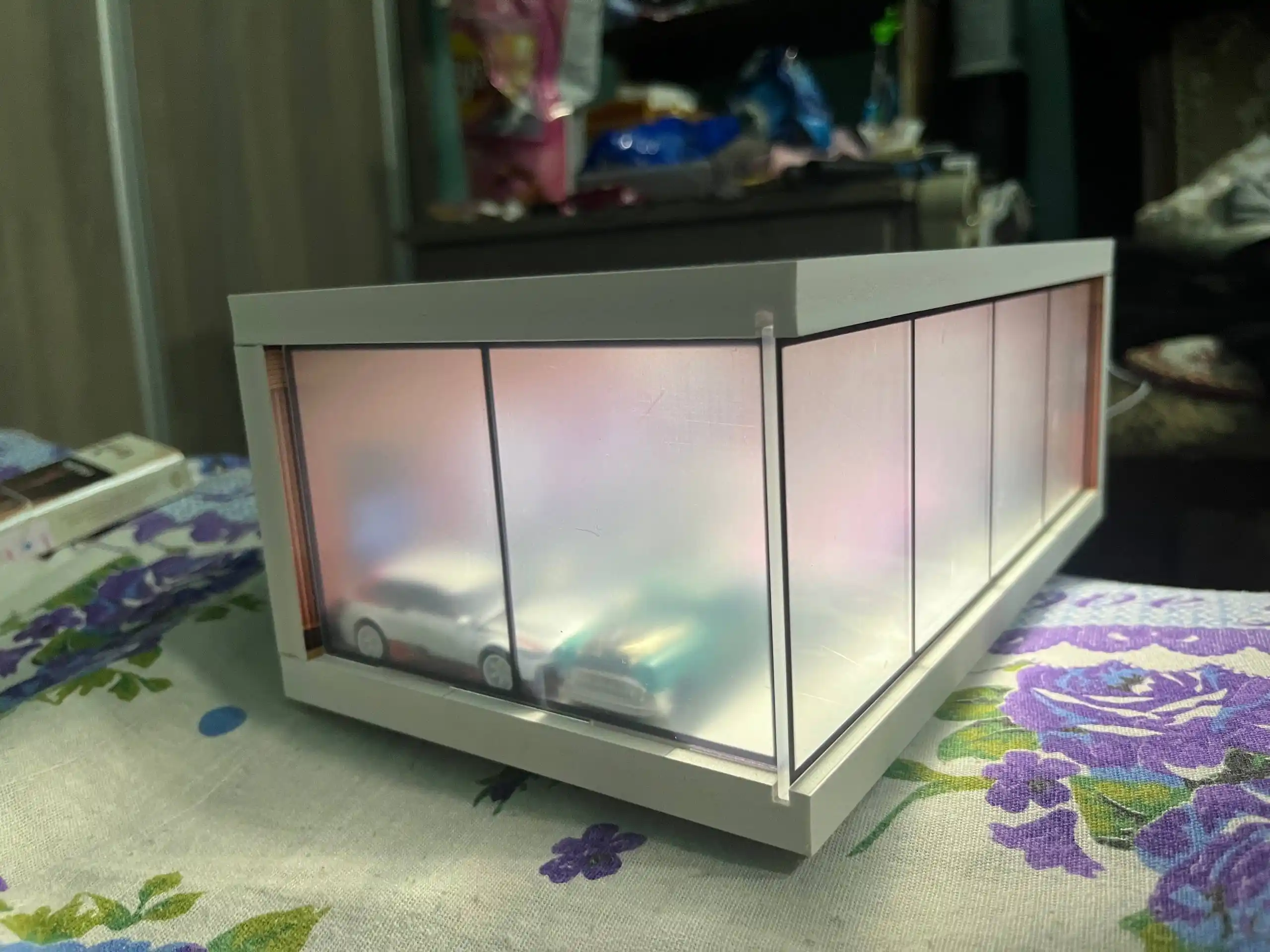Diorama 1:64, Hot Wheels, Mini GT, Tomica va boshqa modellar uchun garaj, LED chiroqlik