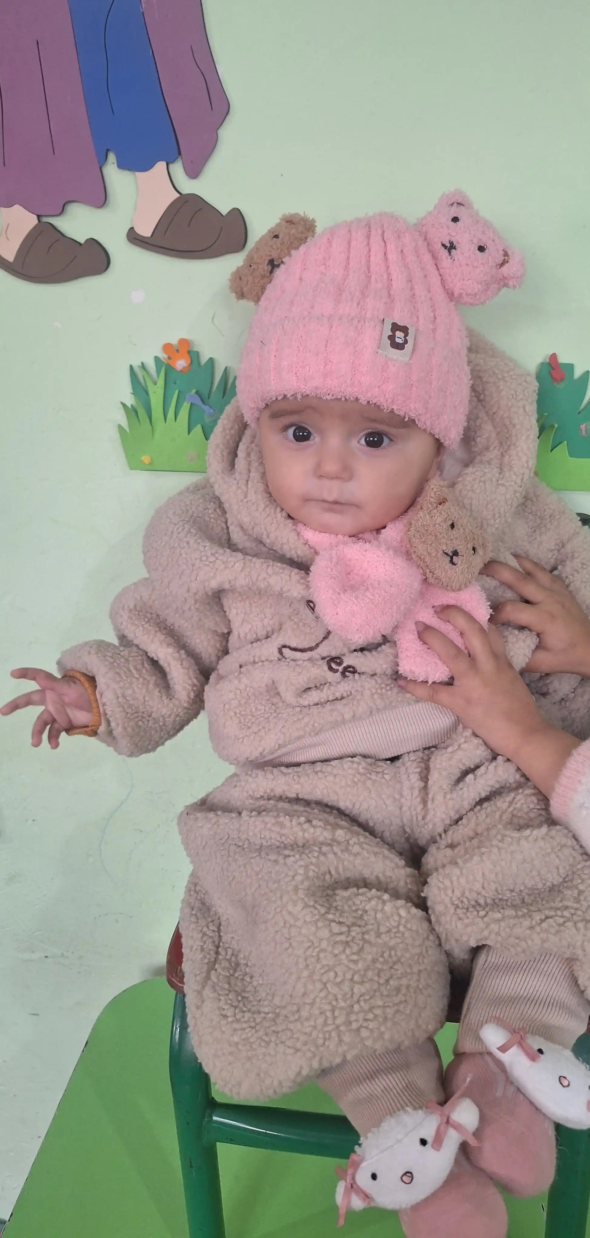O'g'il va qiz bolalar, 0-3 yoshli chaqaloqlar uchun, qishki qalpoq va sharf