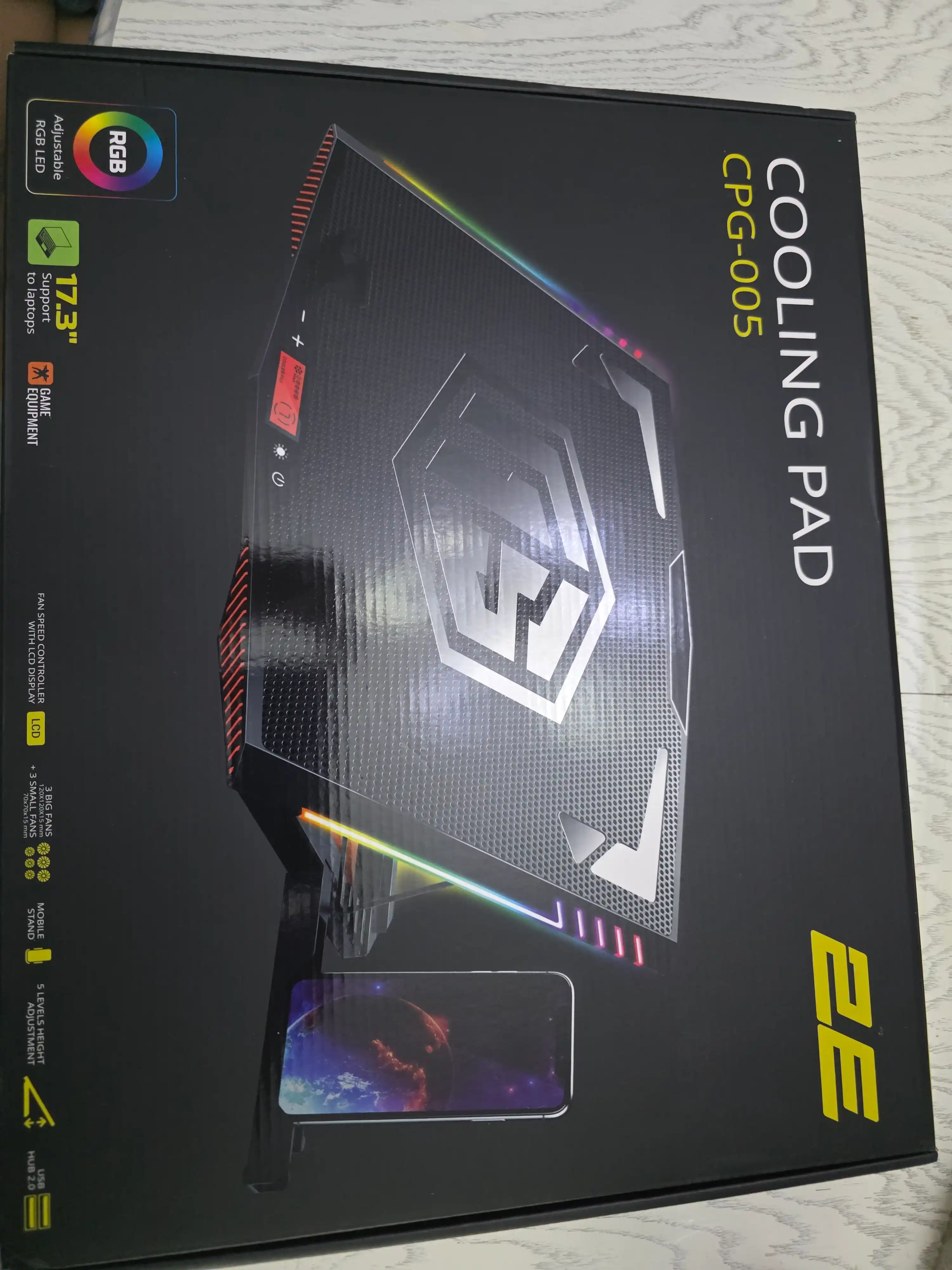 2E GAMING sovutgichli noutbuk tagligi, 14"-17.3," LED yoritgich, kuchli