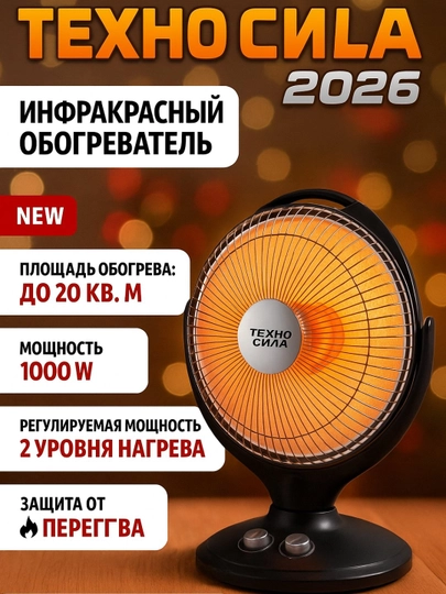 Электрический обогреватель ТехноСила, с мощностью 1000W — FALEZ-TEXNOSILA