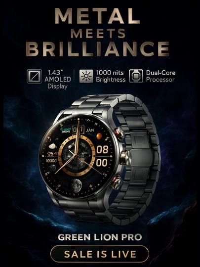 Green Lion Chrono Pro Smart Watch умные часы, 1.60 AMOLED дисплей, металлический ремешок