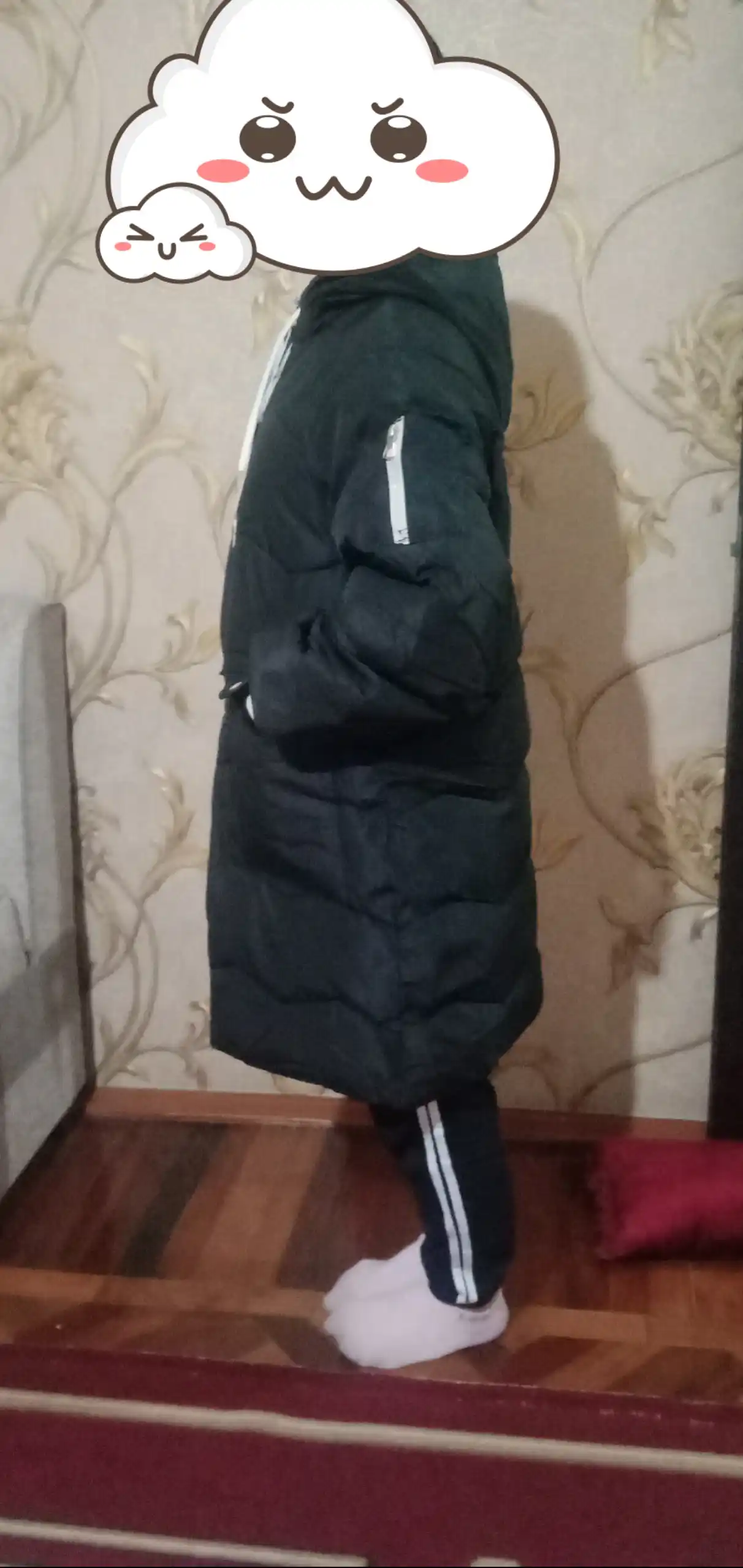 Kurtka ayollar uchun, oversize, qalin kapishoni bilan still koreyskiy kuz va qish uchun