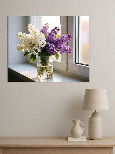 Interyer uchun xolst rasmi ARTERY "Gullar", uy uchun podramnikdagi poster