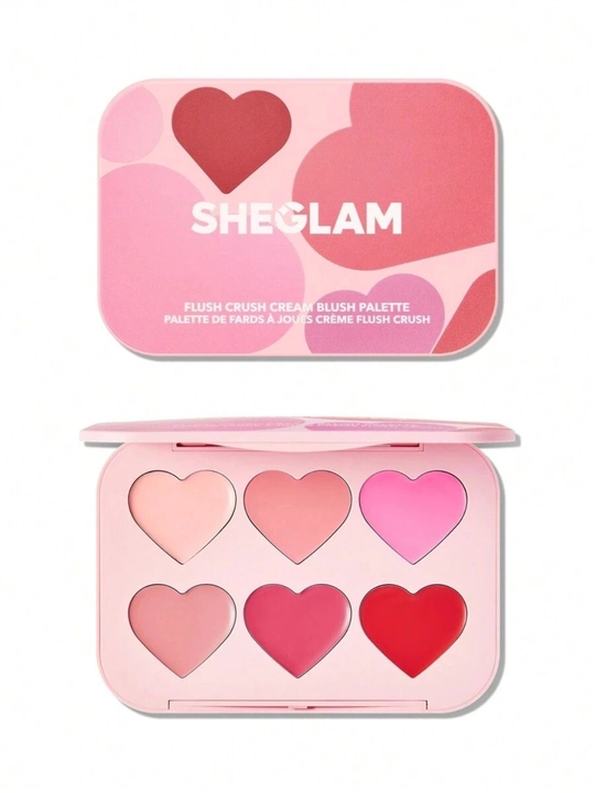 SHEGLAM Flush Crush Cream Blush Palette yurakchalar shaklidagi 6 xil tusdagi kremli qizil ranglar palitrasi - 