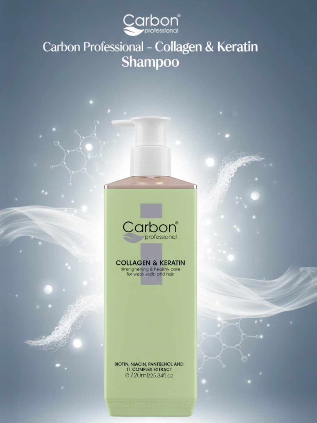 Karbon professional keratin va kollagen shampuni, ayollar va erkaklar uchun, 720 ml - 