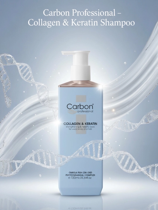 Karbon professional keratin va kollagen shampuni, ayollar va erkaklar uchun, 720 ml - 