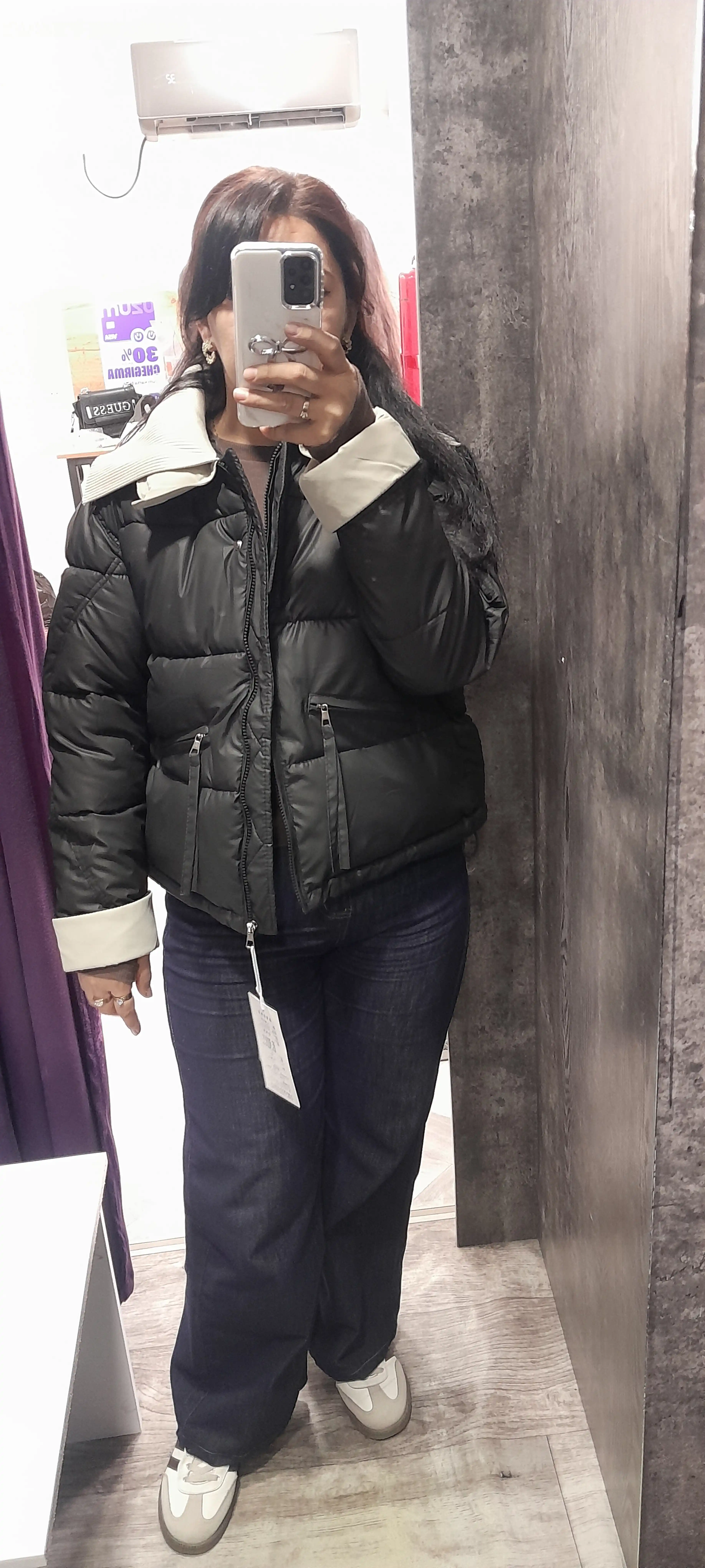 Kurtkalar ayollar uchun, oversize, qalin kapishoni bilan still koreyskiy kuz va qish uchun