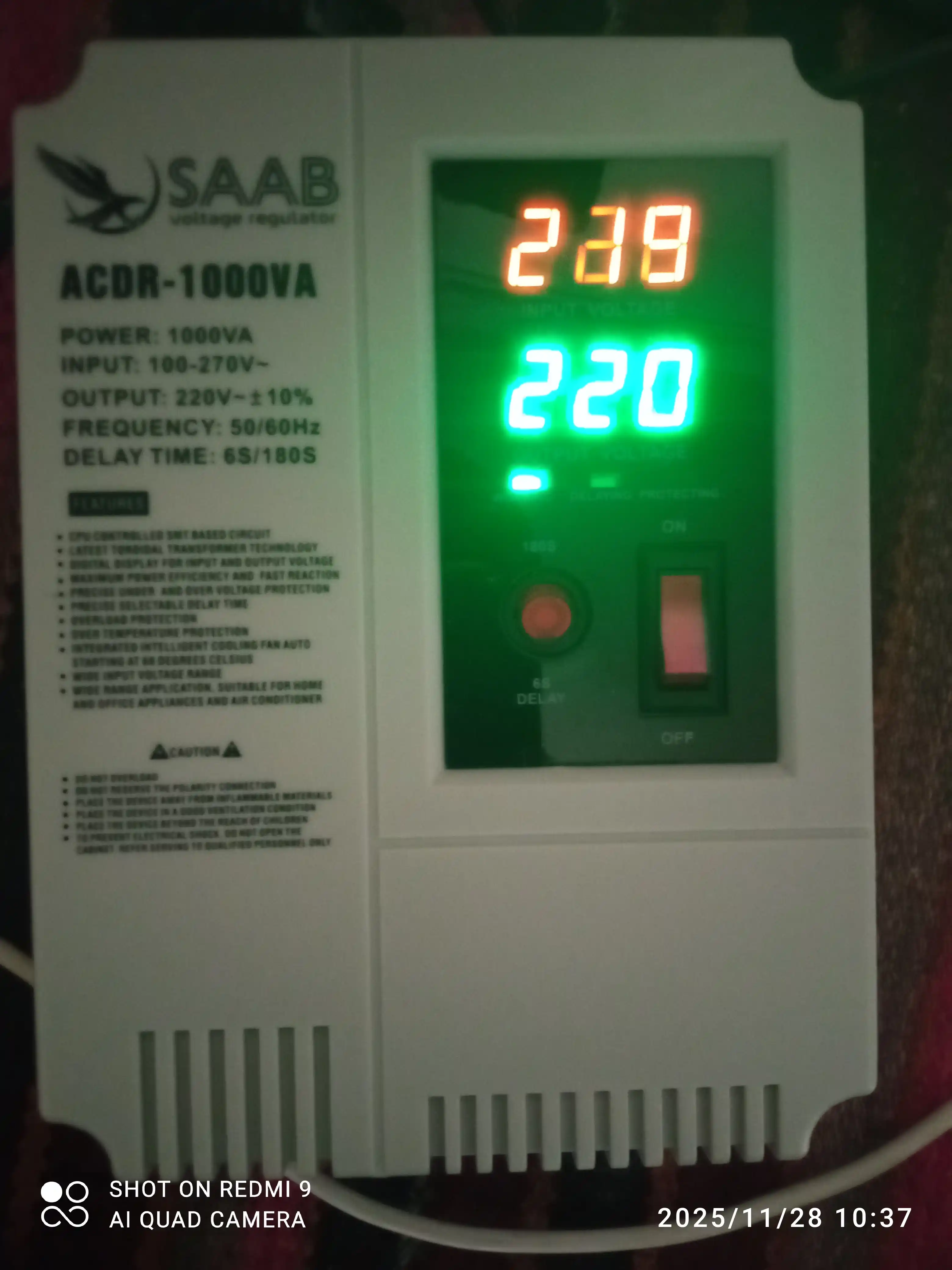SAAB 1KVA, 1.5KVA, 2KVA kuchlanish stabilizatori