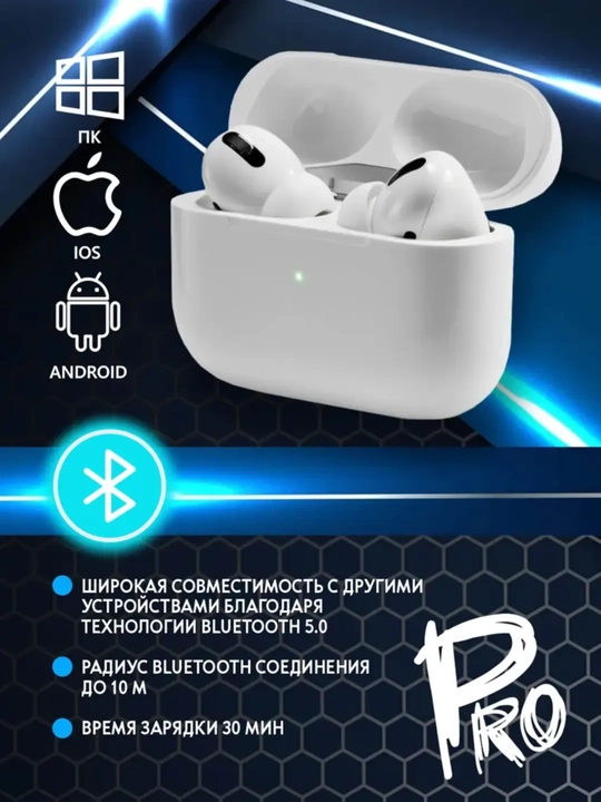 Simsiz quloqchinlar Pods Pro, sensorli, iPhone va Android uchun naushnik