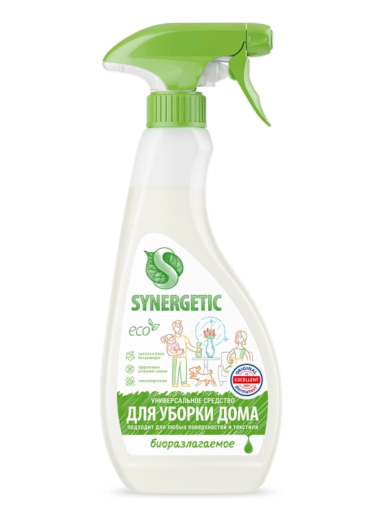 Har qanday yuzalar va to‘qimachilik uchun universal SYNERGETIC tozalash vositasi, 0,5 litr