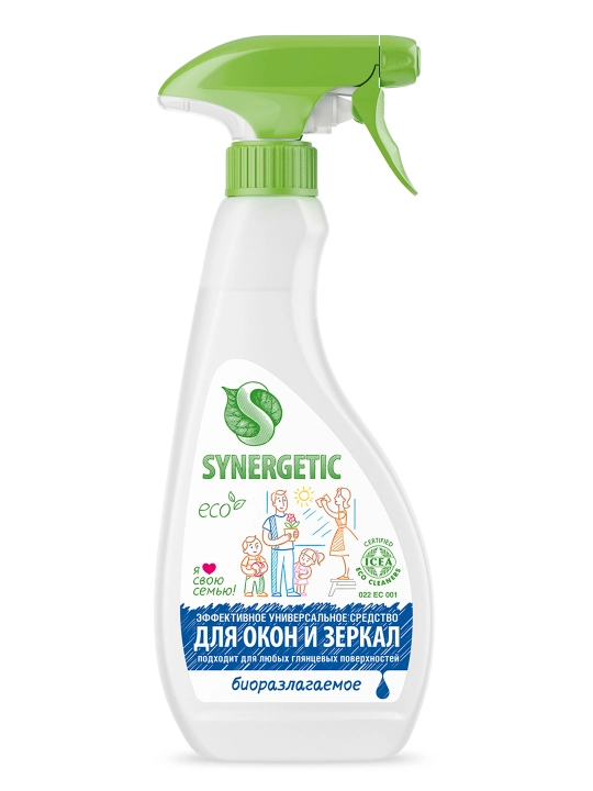 SYNERGETIC средство для мытья стекол и зеркал, 0,5л.(тригер)