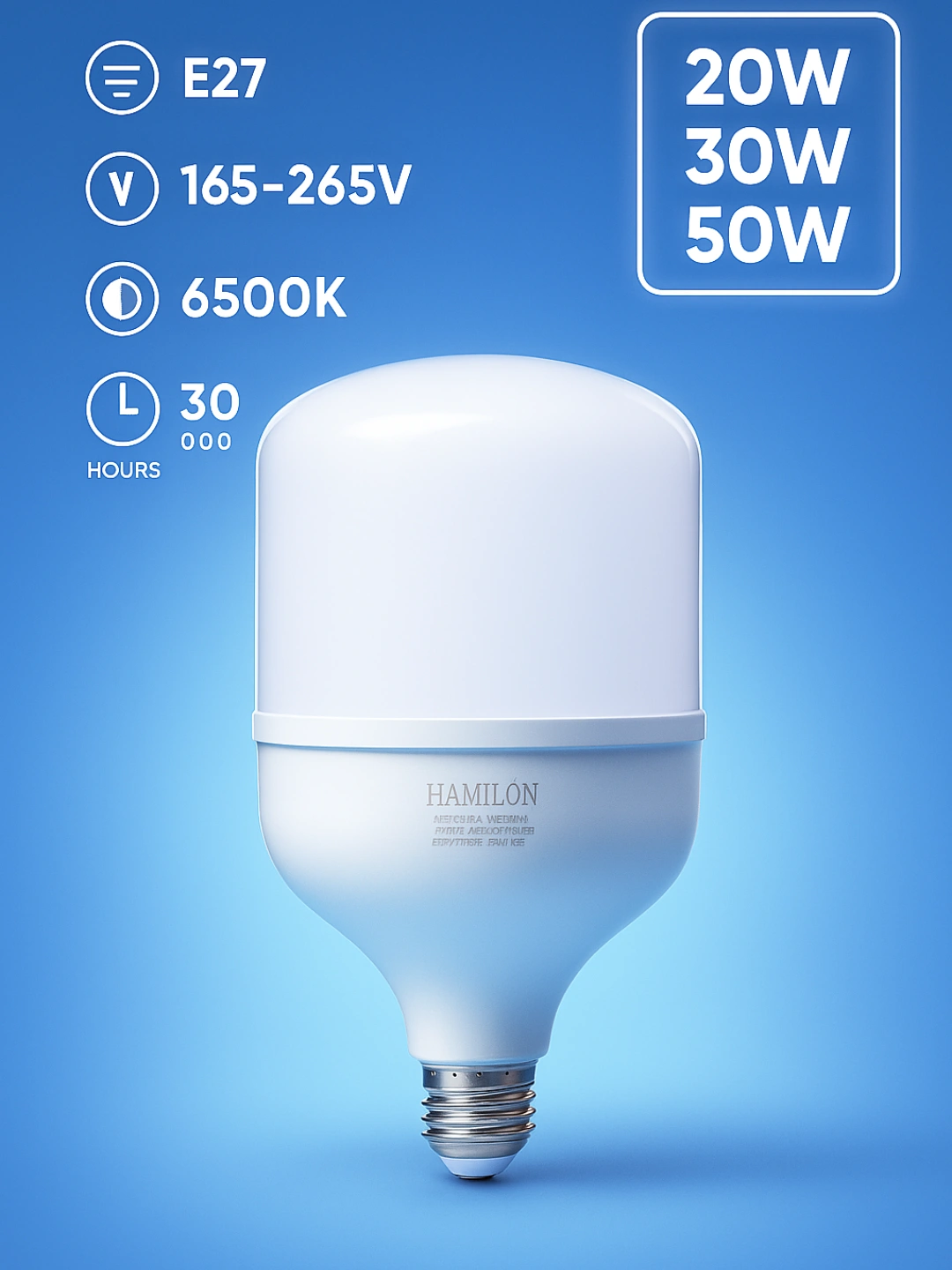 LED lampochka A60, E27, 20 W/30 W/50 W, 6500 K, energiya tejamkor ...