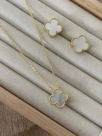 Женская цепочка в стиле Van Cleef | Нержавеющая сталь — JEWELRA-SEPOCHKA-БЕЛЫЙ