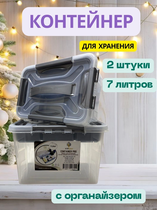 Контейнер с органайзером для хранения вещей, 2 штуки - 