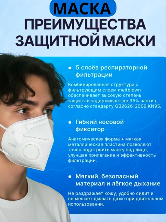 Маска-респиратор кн95 с клапаном