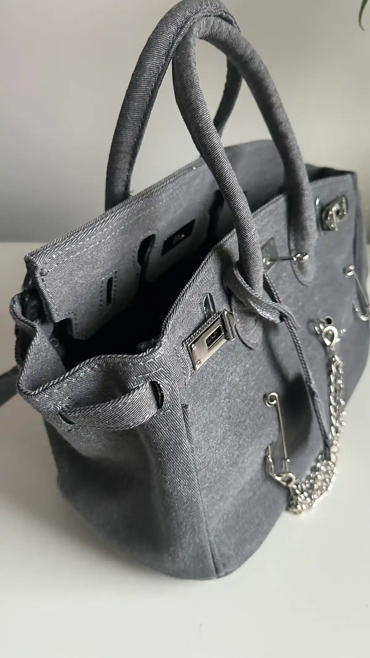 Ayollar uchun Hermes Birkin uslubidagi jinsi sumka, qulfli, yelka orqali, cross-bodi
