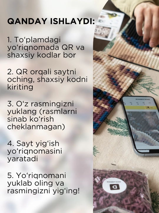 Mozabrick har qanday fotosuratdan konstruktor, S, M, L Rang S, Rang M to'plami