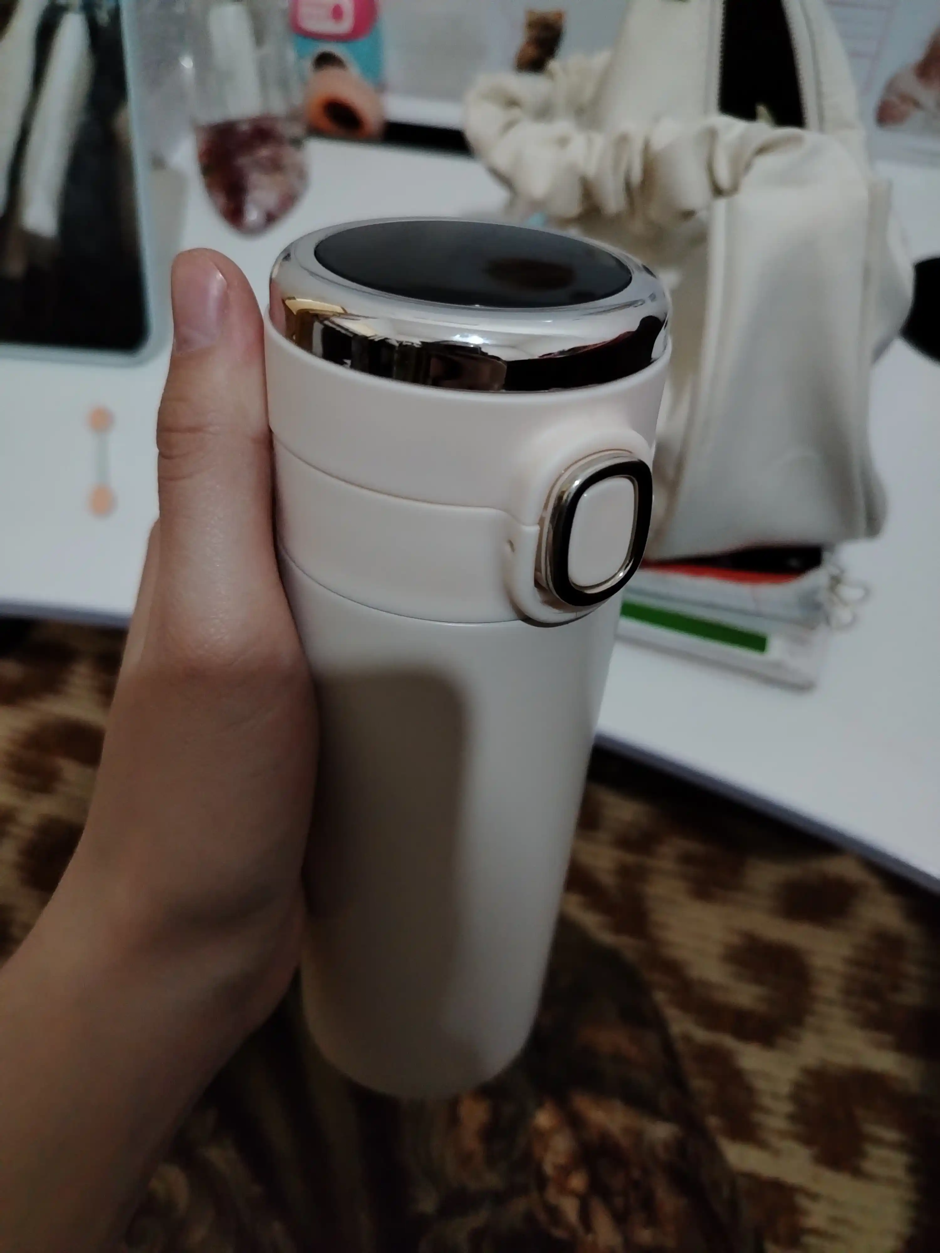Termal krujka, choy, qahva, ofis va sayohat uchun, harorat sensori bilan termos, 420 ml