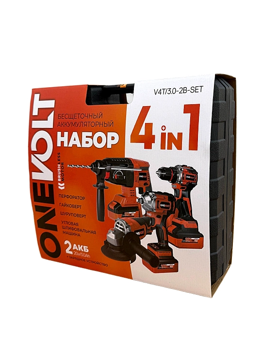 Akkumulyatorli cho‘tsiz 4 tasi 1 da to‘plami, ONEVOLT V4T/3.0-2B-SET