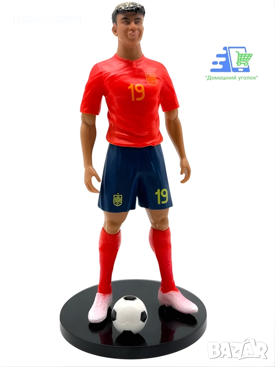 Katta futbol yulduzlari figurkalari — Messi, Mbappe, Ronaldo, Lamine Yamal, Vinisius