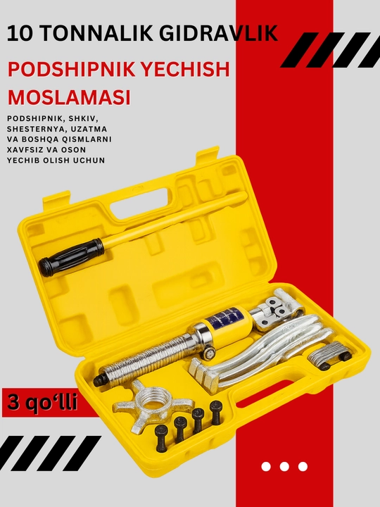 10 tonnalik gidravlik podshipnik yechish moslamasi — 3 qo‘lli universal s’yomnik