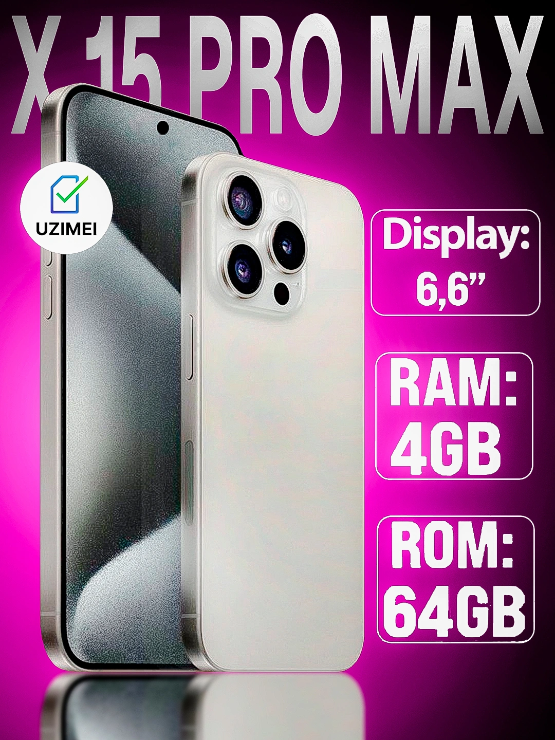 Смартфон W&O X 15 pro max 4/64 ГБ за 1019000 сум со скидкой 74%. Uzum Market