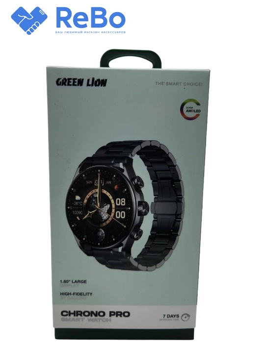 Green Lion Chrono Pro smart watch умные часы 1.60" AMOLED дисплей металлический ремешок