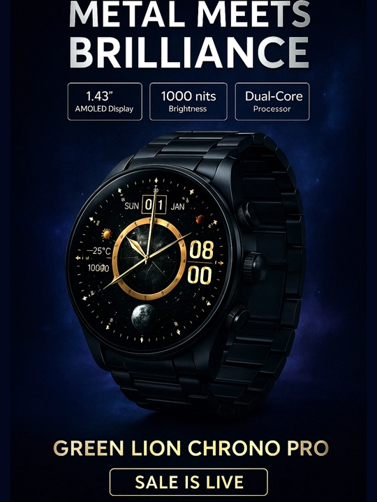 Green Lion Chrono Pro smart watch умные часы 1.60" AMOLED дисплей металлический ремешок - 