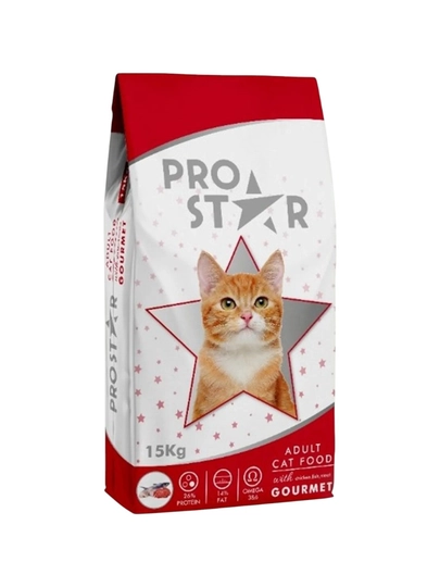 Сухой корм для кошек Pro Star Gourmet Ассорти с мясом, курицей и рыбой, 15 кг