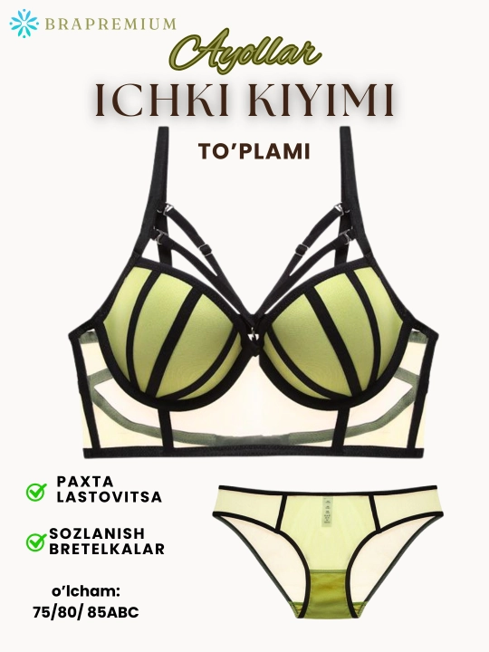 Ayollar ichki kiyim toplami, yarim padushkalik, sifatli, byustgalter trusik