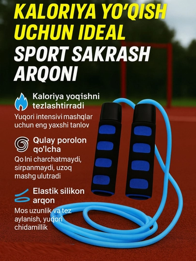 Спортивная скакалка с мягкими ручками