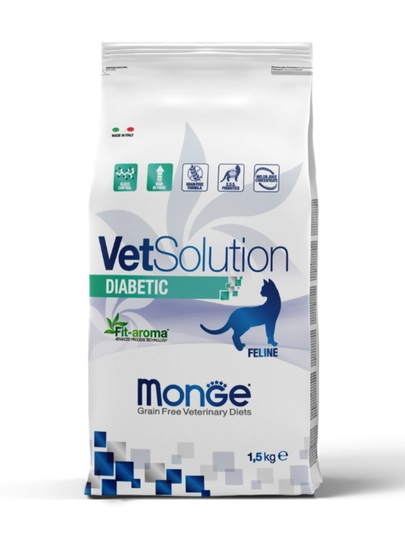 Корм для кошек Monge VetSolution Diabetic, беззерновой ветеринарный 1.5 кг - 10 штук