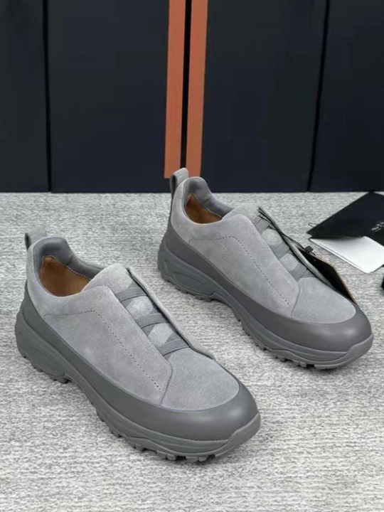 Мужские кроссовки Zegna, из натуральной кожи и замши, удобная амортизирующая подошва - 