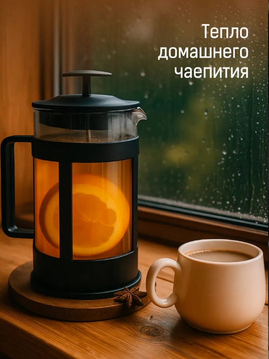 Френч-пресс, 1000 мл — стекло, металл