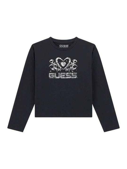 GUESS qizlar uchun yurakli printga ega uzun yengli koʻylak, 10–15 yoshga - 