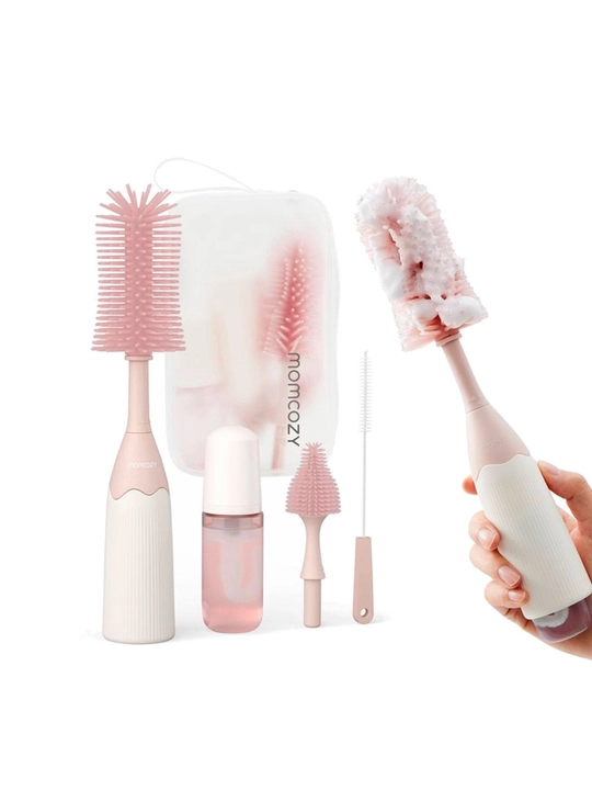 Momcozy Pink butilkalar uchun silikon tozalash cho‘tka seti, LS002 - 