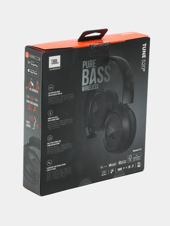 Bluetooth наушники JBL Tune 520BT Black – до 57 ч работы, Pure Bass, с микрофоном