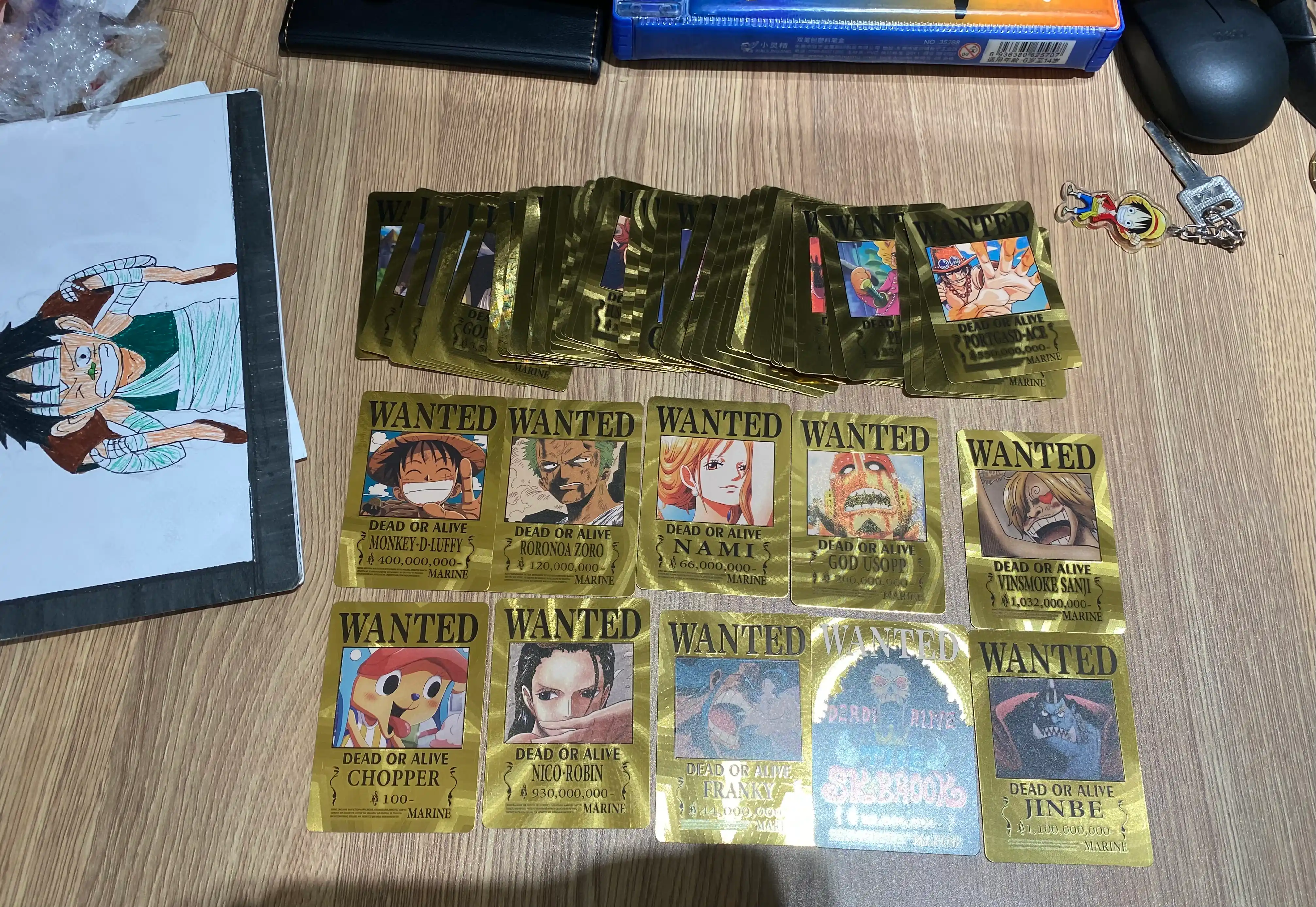 One Piece Wanted Poster kartalar 54 dona, anime ishiqibozlari sovg‘asi va kolleksiya uchun