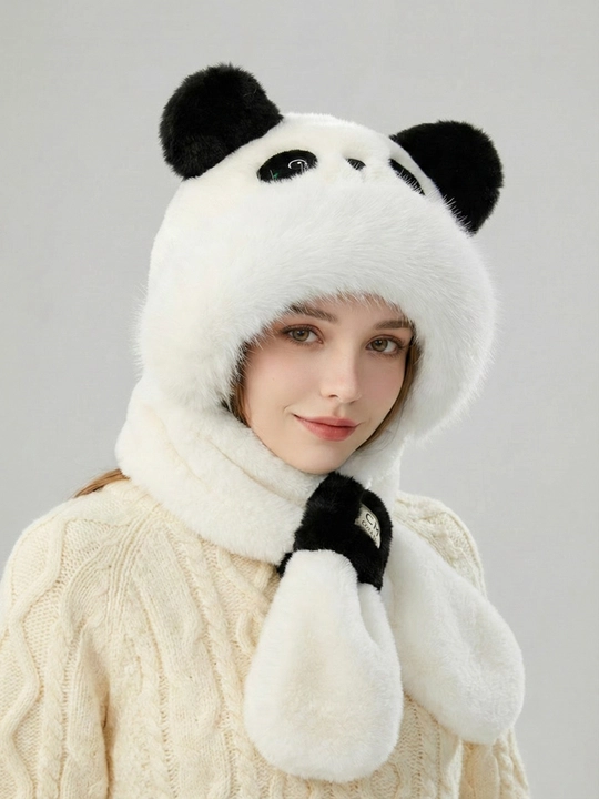 Panda, ayiq, miki, shapka, sharf, qo‘lqop 3tasi 1da issiq, yumshoq