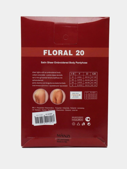 MANZI FLORAL 20 den katta o'lchamli ayollar uchun elastik va yupqa tayt