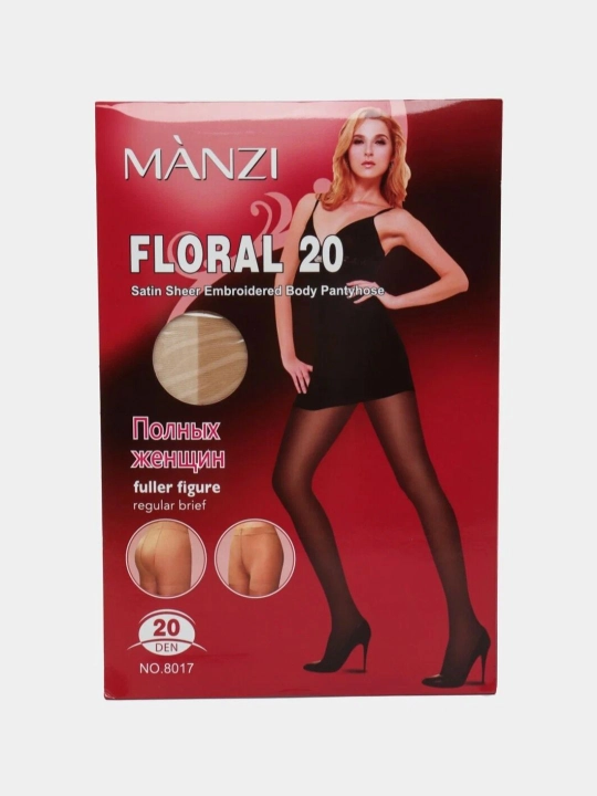 MANZI FLORAL 20 den katta o'lchamli ayollar uchun elastik va yupqa tayt - 