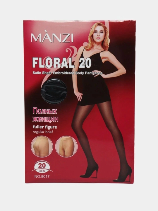 MANZI FLORAL 20 den katta o'lchamli ayollar uchun elastik va yupqa tayt - 